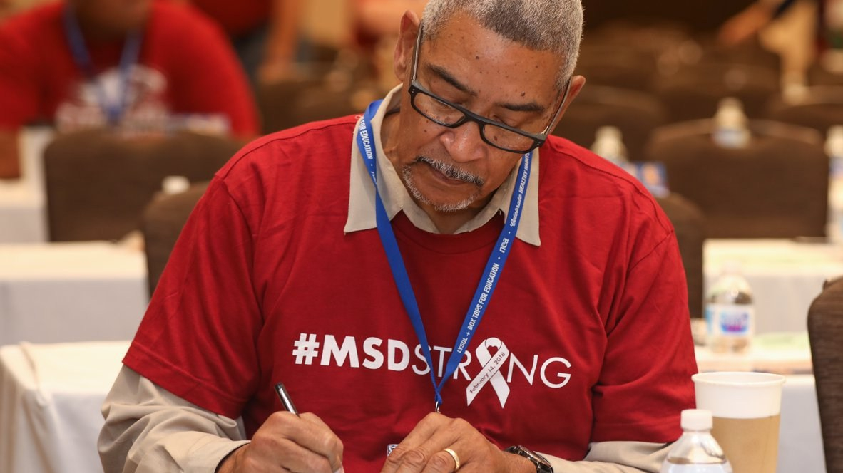 OESPA President Ron Pollard writing at convention